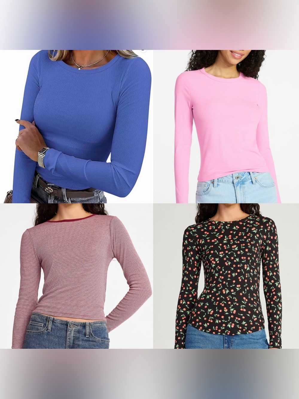Women’s Long Sleeve Crewneck tops - size medium (4 tops)